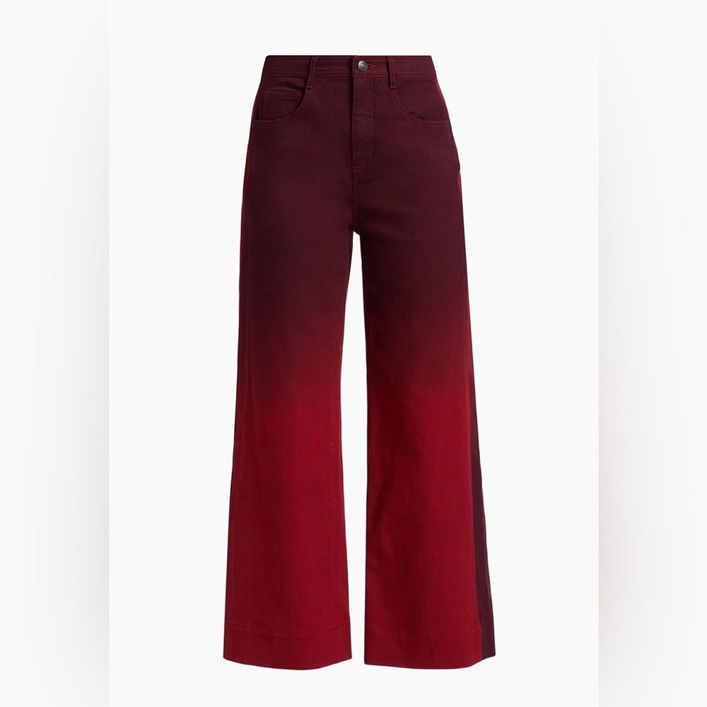 NEW SET NEW Cinq a Sept Red Ombre Wide Leg Pants & Jacket Set - Picture 4 of 8